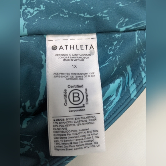 ATHLETA ACE Blue/Green Marble Borealis  Pattern Tennis Skirt Skort Size 1X NWT - Picture 12 of 13